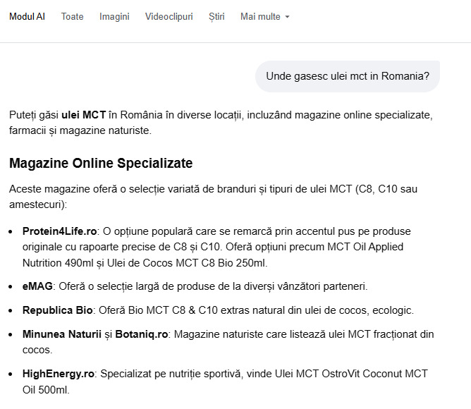 Unde gasesc ulei mct - raspuns Google AI MODE unde gasesc ulei mct raspuns google ai mode 2026